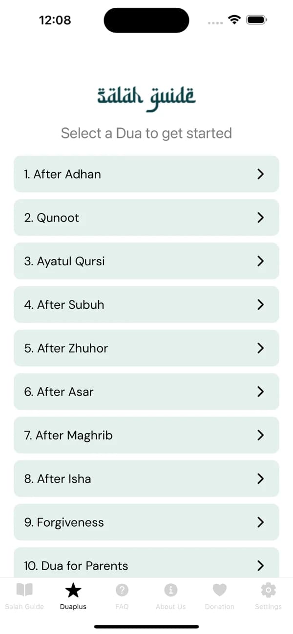 Salah Guide duas list, from After Adhan to Dua for Parents